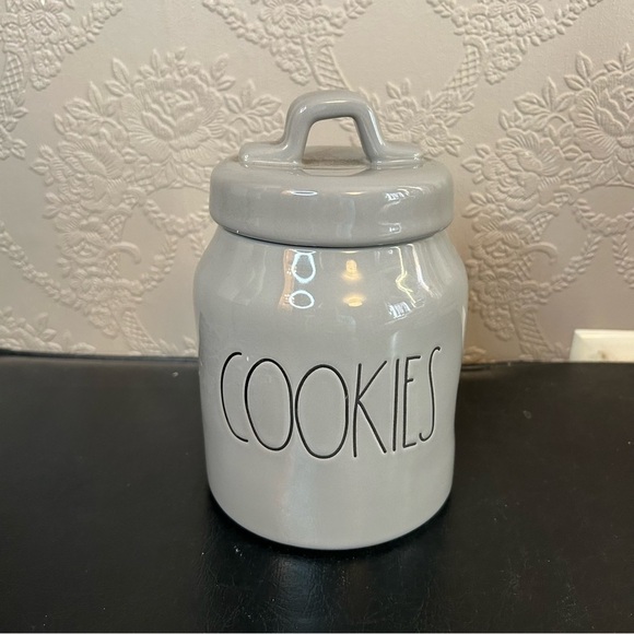 Rae Dunn Gray Black cookies Canister approx 6.5” high - Picture 2 of 7